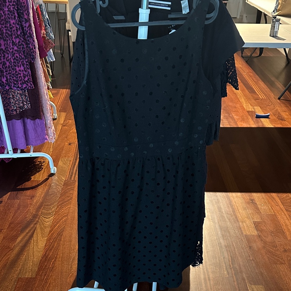 LOFT Elegant Black Polka Dot Mini Dress